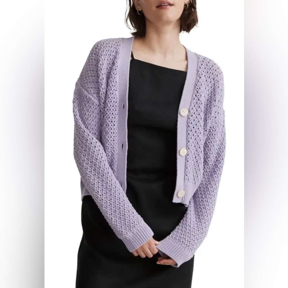 Madewell Lilac Open-Knit Cardigan